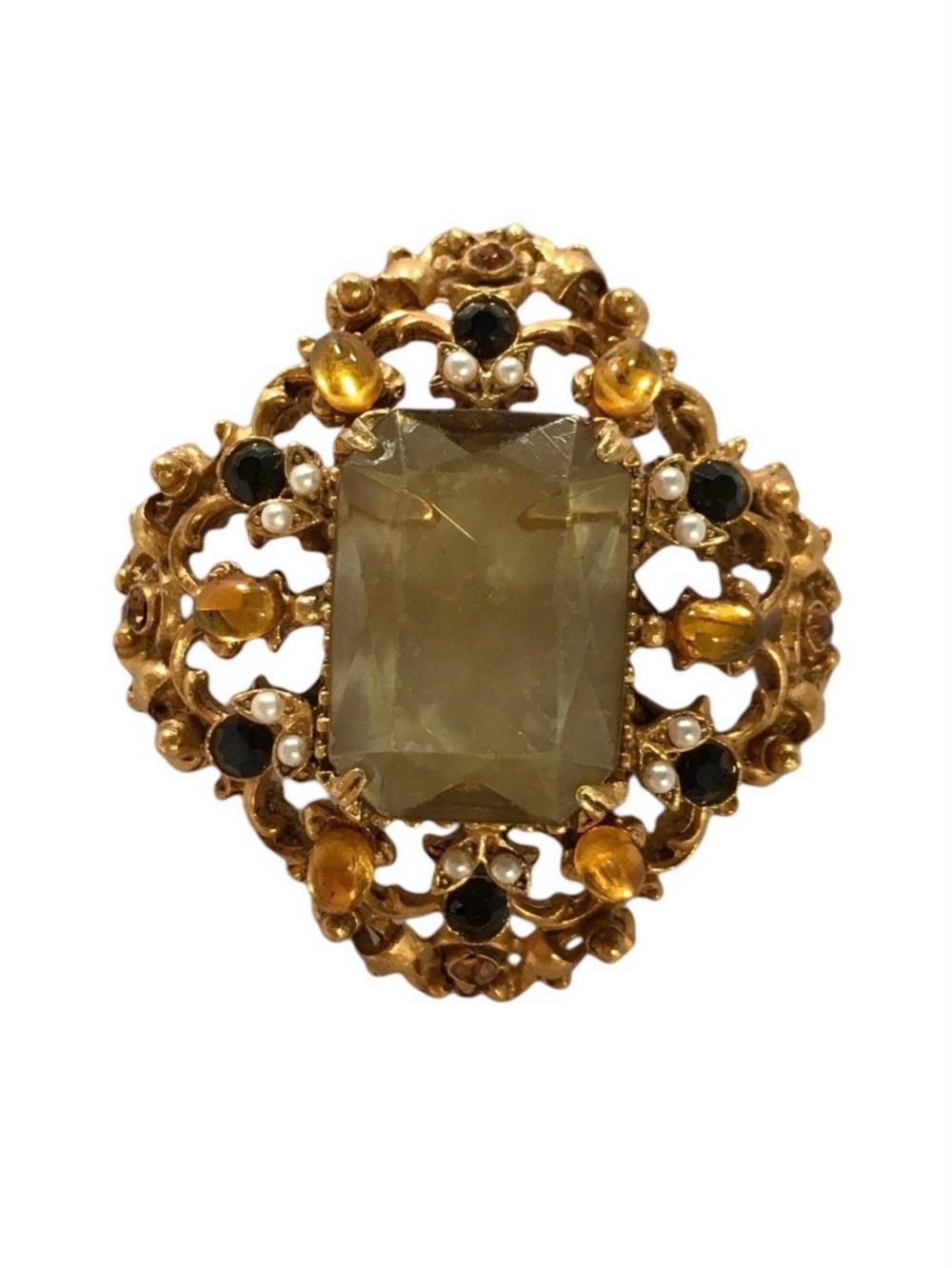 Vintage 1960s Florenza Olivine Brooch